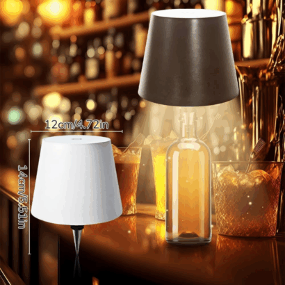 Candeeiro LED de Garrafa Recarregável – Lâmpada de Mesa Portátil com Sensor Touch, 3 Intensidades de Luz, Mudança de Cor, Autonomia até 13h, Compatível com Gargalos até 3 cm