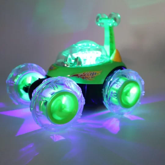 Carro Acrobático de Controlo Remoto STUNT 360° – Veículo RC com Luzes LED, Música, Rotação e Capotamentos, Bateria Recarregável, Alcance até 25 m, Ideal para Crianças 6+