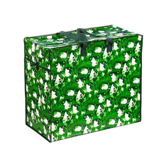 Saco de Arrumação Lavandaria/Armazenamento Mumin Jardim – Grande Capacidade com Fecho Zip e Pegas Resistentes, 48×55×28 cm, Material Polipropileno