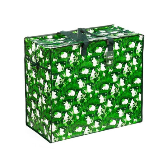 Saco de Arrumação Lavandaria/Armazenamento Mumin Jardim – Grande Capacidade com Fecho Zip e Pegas Resistentes, 48×55×28 cm, Material Polipropileno