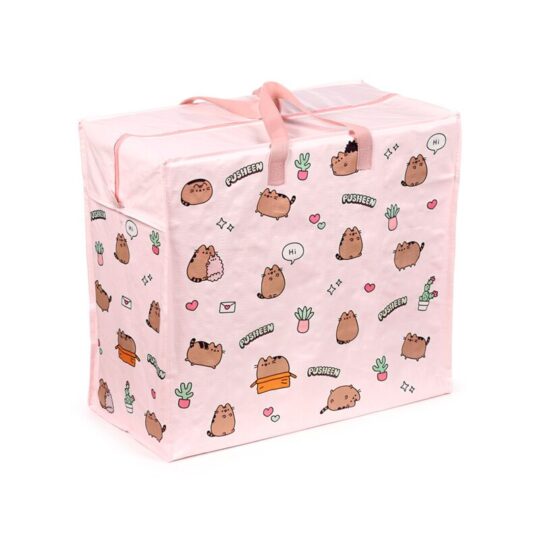 Saco de Arrumação Lavandaria/Armazenamento Pusheen the Cat Plants – Grande Capacidade com Fecho Zip e Pegas Resistentes, 48×55×28 cm, Material Polipropileno