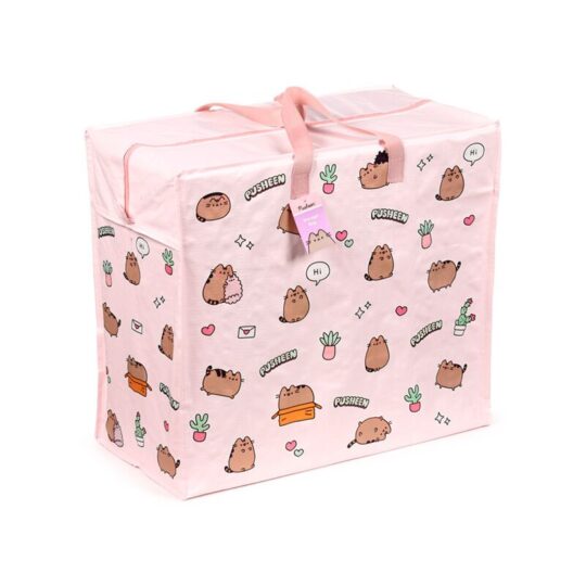 Saco de Arrumação Lavandaria/Armazenamento Pusheen the Cat Plants – Grande Capacidade com Fecho Zip e Pegas Resistentes, 48×55×28 cm, Material Polipropileno