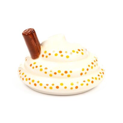 Caneca de Cerâmica com Tampa Foodiemals – Latte de Abóbora e Especiarias, Design Divertido, 400 ml, Ideal para Bebidas Quentes