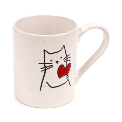 Caneca de Grés Amor de Gatinho – Caneca de Cerâmica 350 ml, Apta para Micro-ondas e Máquina de Lavar Loiça, Design Fofo de Gato
