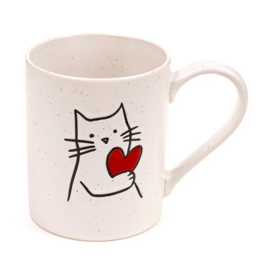 Caneca de Grés Amor de Gatinho – Caneca de Cerâmica 350 ml, Apta para Micro-ondas e Máquina de Lavar Loiça, Design Fofo de Gato