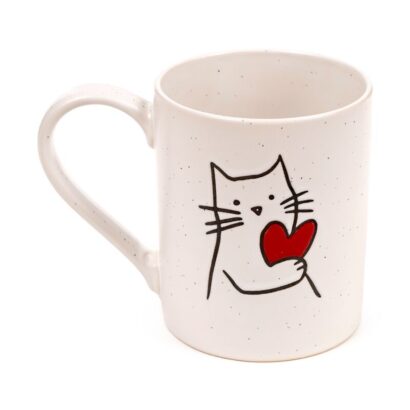 Caneca de Grés Amor de Gatinho – Caneca de Cerâmica 350 ml, Apta para Micro-ondas e Máquina de Lavar Loiça, Design Fofo de Gato