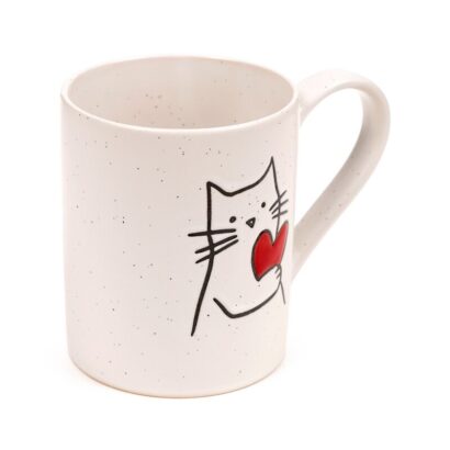 Caneca de Grés Amor de Gatinho – Caneca de Cerâmica 350 ml, Apta para Micro-ondas e Máquina de Lavar Loiça, Design Fofo de Gato