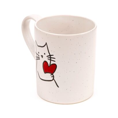 Caneca de Grés Amor de Gatinho – Caneca de Cerâmica 350 ml, Apta para Micro-ondas e Máquina de Lavar Loiça, Design Fofo de Gato