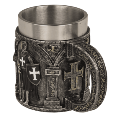 Caneca de Cerveja Cavaleiro – Poliresina com Interior em Aço Inoxidável, Design Medieval, 11 × 9 cm