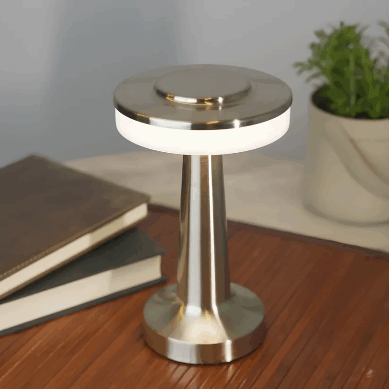 Candeeiro LED de Mesa Recarregável USB – Lâmpada Touch com 3 Intensidades de Luz, Mudança de Cor, Autonomia até 5h, Base Antiderrapante e Design Moderno