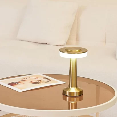 Candeeiro LED de Mesa Recarregável USB – Lâmpada Touch com 3 Intensidades de Luz, Mudança de Cor, Autonomia até 5h, Base Antiderrapante e Design Moderno