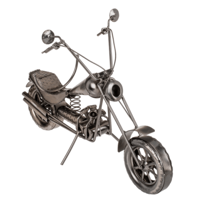 Suporte para Garrafa em Metal – Mota II, Design Criativo em Forma de Moto, Ideal para Exibir Garrafas de Vinho, Material Resistente e Durável, Dimensões: 32 × 22 cm