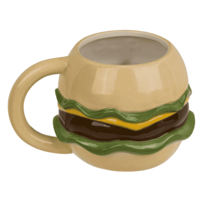 Caneca Kawaii Burger em Dolomite – Design Divertido e Criativo, Ideal para Presentear, Capacidade 440 ml, Dimensões 10 × 10 × 9,5 cm, Inclui Caixa de Oferta